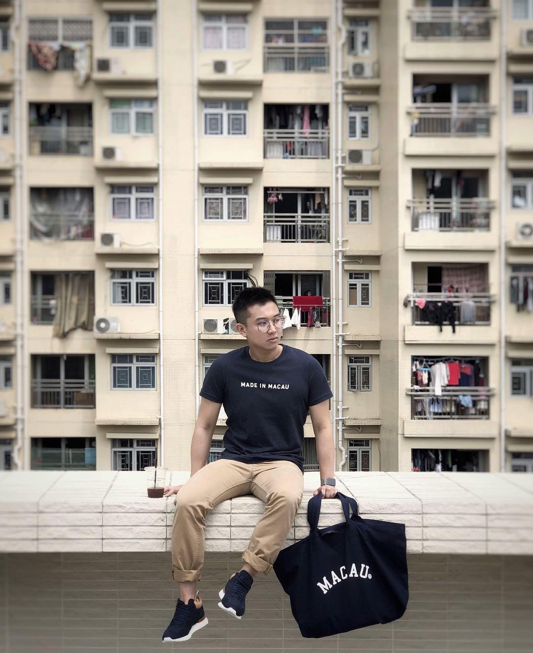 College Zipper Large Tote (Navy)